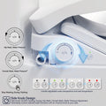 Smart Bidet Toilet Seat With Side Knob Adjustable Heated Seat With Water Temperature And Pressure Adjustment Portable Bidet With Automatic Nozzle Cleaning White Plastic