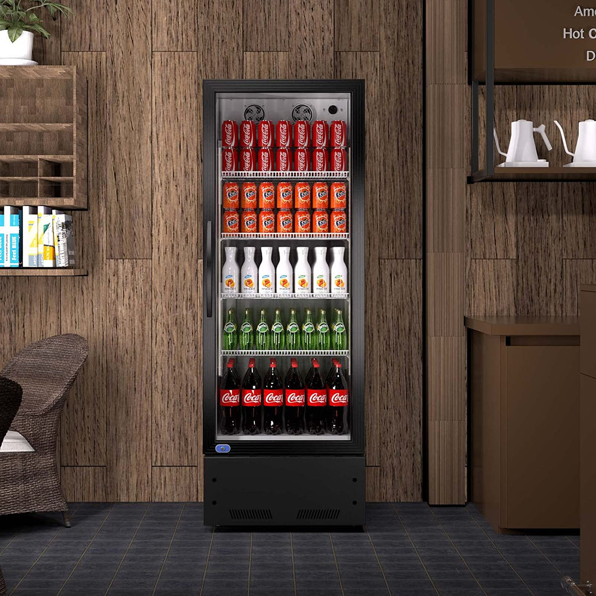 16.5 Cu. Ft Commerical Merchandiser Refrigerator, Reach In Beverage Cooler With Led Lightning For Shop Restaurant Bar, Etl Approved, Black Antique Dark Grey,Black Steel