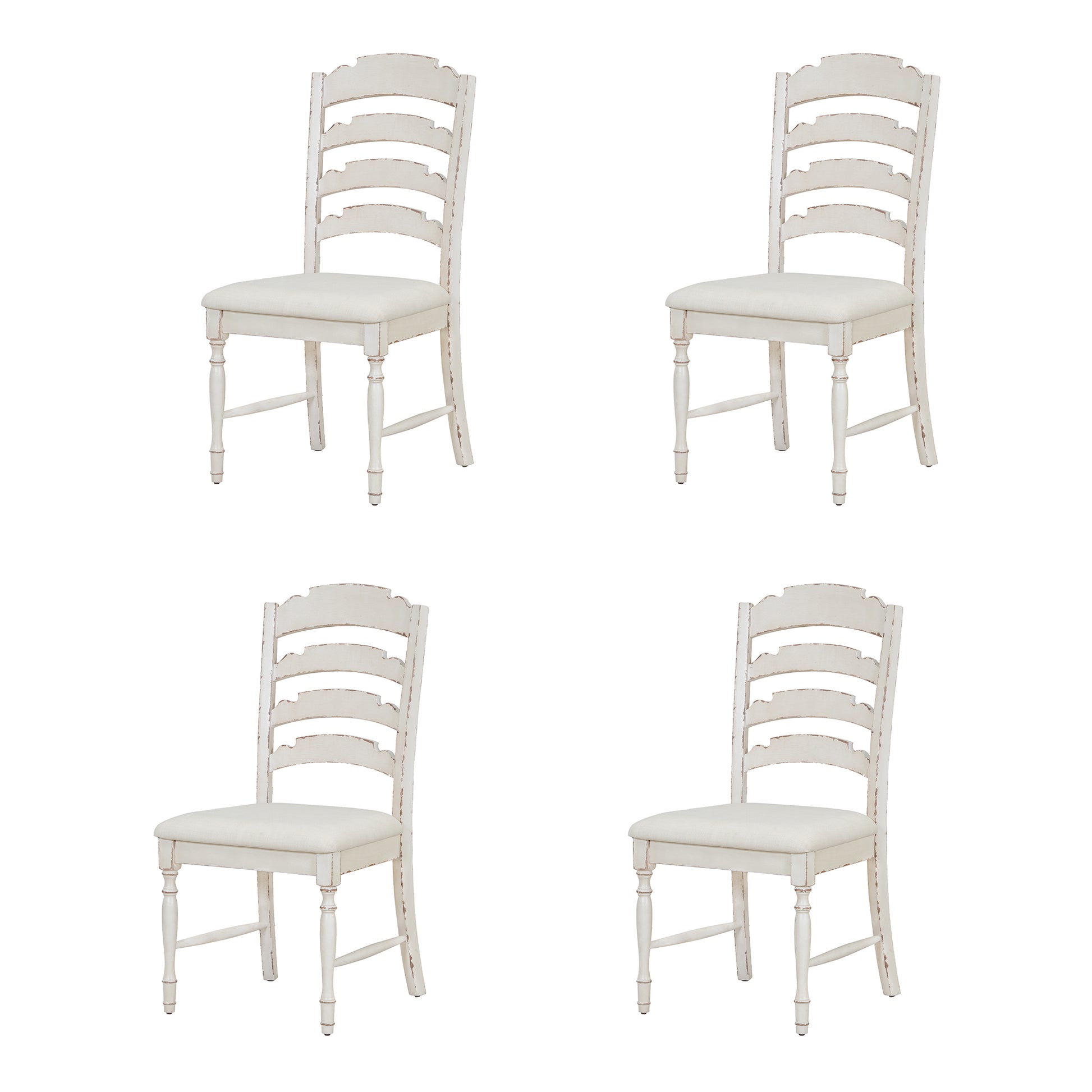 Vintage Traditional 6 Piece 82.7Inch Extendable Dining Table Set With 23.6Inch Removable Leaf, 50.4Inch Upholstered Dining Bench And 4 Chairs For 6, Brown Cream Wood Dining Room Distressed Finish Rubberwood Rectangular Dining Table With Bench Wood Wood