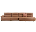 147.24'' Oversied Modern Sectional Curved Shaped Sofa Couch For Living Room,Upholstered 5 Seat Sofa Eco Leather Couch Set,Brown Brown Foam 5 Seat