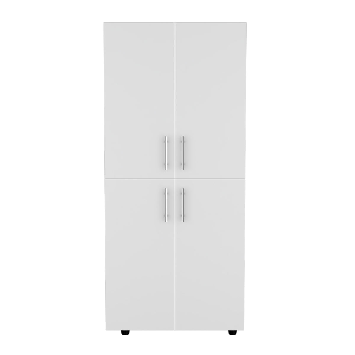 Hazel 70" High Four Door Armoire Wardrove Closet Cabinet, Six Shelves And Two Hanging Rods, Bedroom Clothes Storage Cabinet Organizer White White Bedroom Modern Particle Board