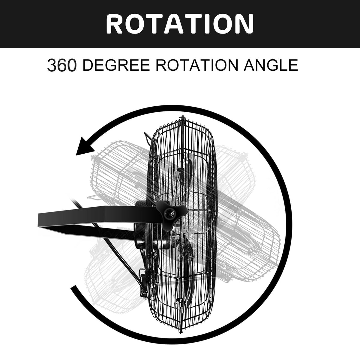 18 Inch Industrial Wall Mount 3 Speed Commercial Ventilation Metal Fan For Warehouse, Greenhouse, Workshop, Patio, Factory And Basement Black Black Metal