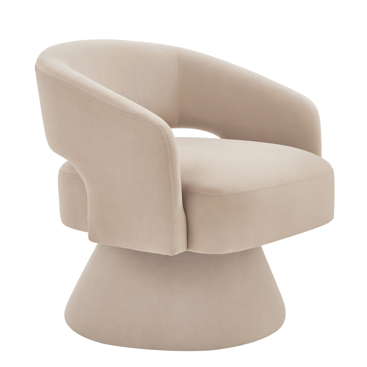 Modern Swivel Barrel Chair, Upholstered Velvet Round Accent Chairs,360 Degree Comfy Swivel Chair With Open Backrest, Single Chair Armchair For Living Room Bedroom, Homerest,Taupe Beige Taupe Primary Living Space American Design,Contemporary,Luxury,Mid