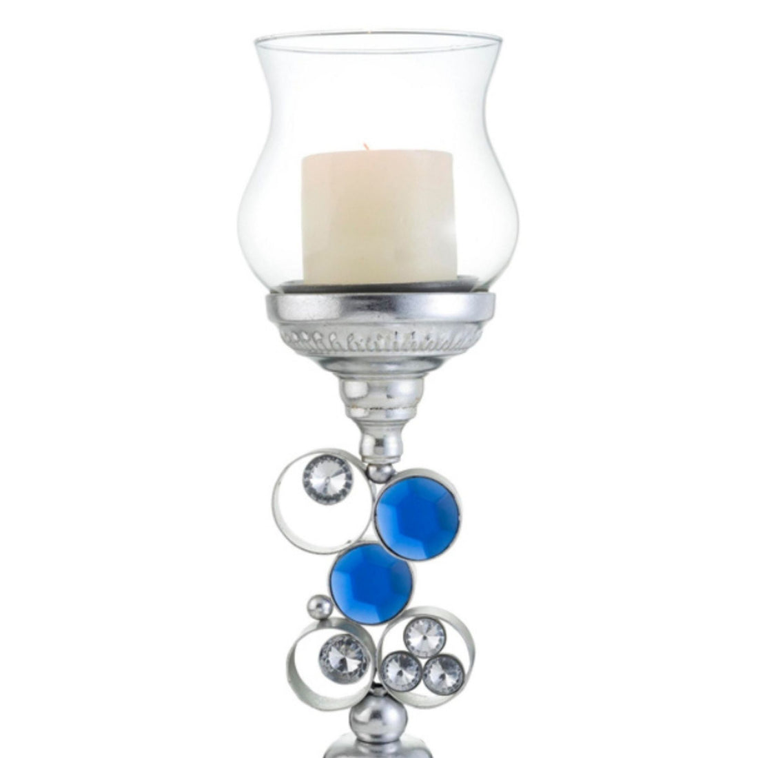 18" Tall Polyresin" Dazzle" Candleholder, Silver Finish Silver Polyresin