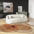 Andrew Beige Boucle Sofa Beige,Ivory White,Light Beige,White Wood Primary Living Space Medium Firm Mid Century Modern Foam Boucle,Solid Wood 3 Seat