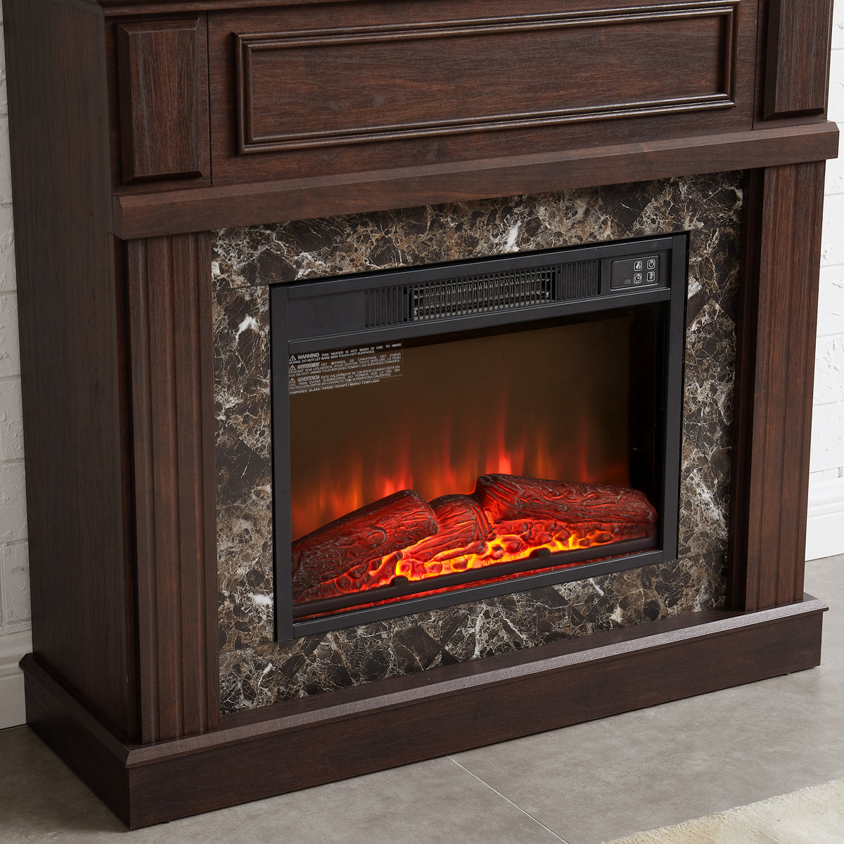 Electric Fireplace With Mantel,Fireplace Mantel Surround With 23" Fireplace Insert, Adjustable Flame, Remote Control, Cherry,41.34"W*14"D*40"H Cherry Mdf