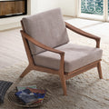 Light Brown And Brown Accent Chair With Removable Cushion Brown Primary Living Space Modern Wood Fabric