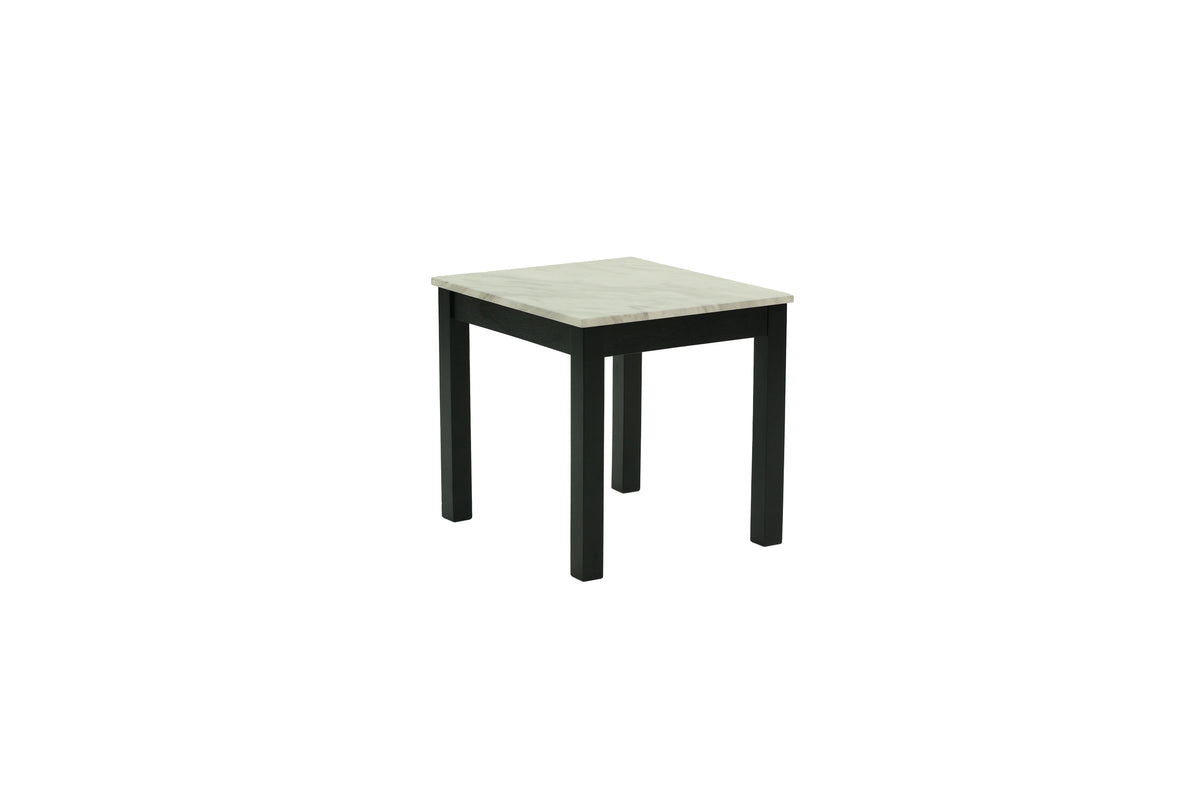 Majestic Beautiful White Faux Marble Top 1X Coffee Table And 2X End Tables 3Pc Coffee Table Set Black Legs Living Room Furniture Black,White Primary Living Space