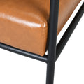 Mid Century Modern Accent Chair With Brown Faux Leather Upholstery, Padded High Backrest, Metal Frame And Faux Leather Wrapped Armrests, Perfect For Living Room, Bedroom, Or Office Brown Metal,Pu