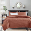 3 Piece Reversible Quilt Set Clay Red Full Queen Red Polyester