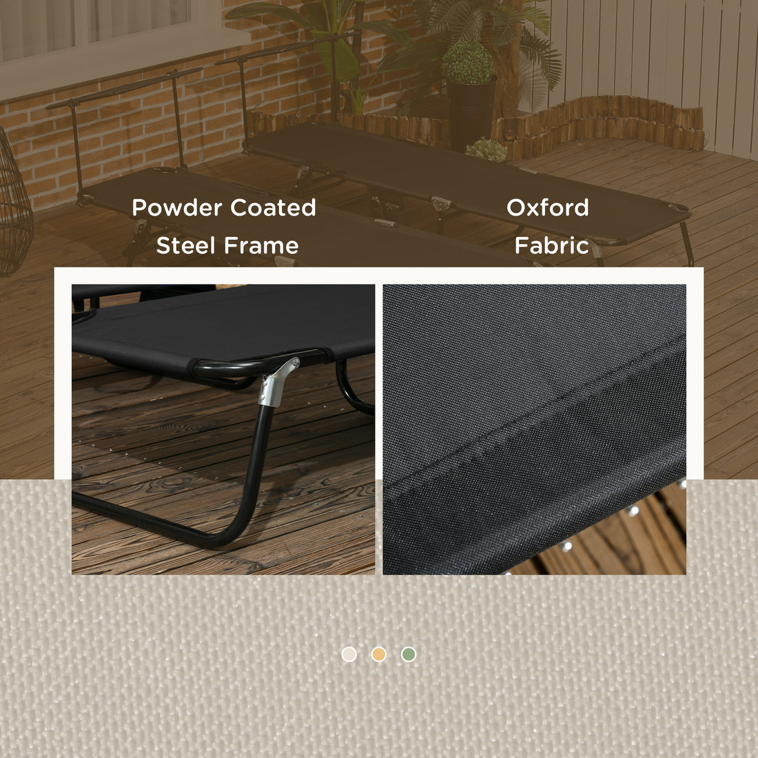 Outsunny Folding Chaise Lounge Pool Chairs, Outdoor Sun Tanning Chairs With Canopy Shade, Reclining Back, Steel Frame And Side Pocket For Beach, Yard, Patio, Black Black Steel