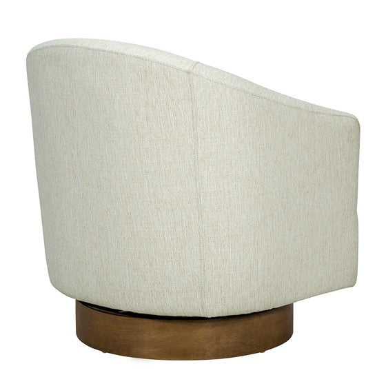 Upholstered Swivel Chair With Wood Base Cream Wood
