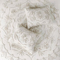 3 Piece Tufted Cotton Chenille Coverlet Set Ivory Taupe Full Queen Ivory Taupe Cotton