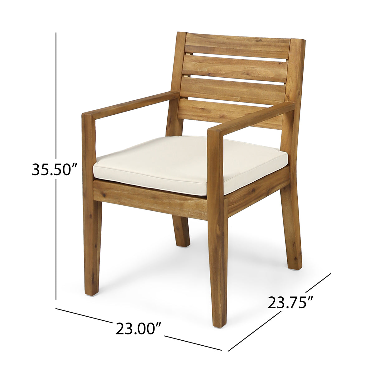 Nestor Dining Chair, Beige Natural Acacia Wood