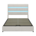 Upholstered Platform Full Size Hydraulic Storage Bed, Lift Up Storage Bed With Rgb Led Light Headboard, No Box Spring Needed,Velvet,Beige Full Beige Velvet Wood Metal