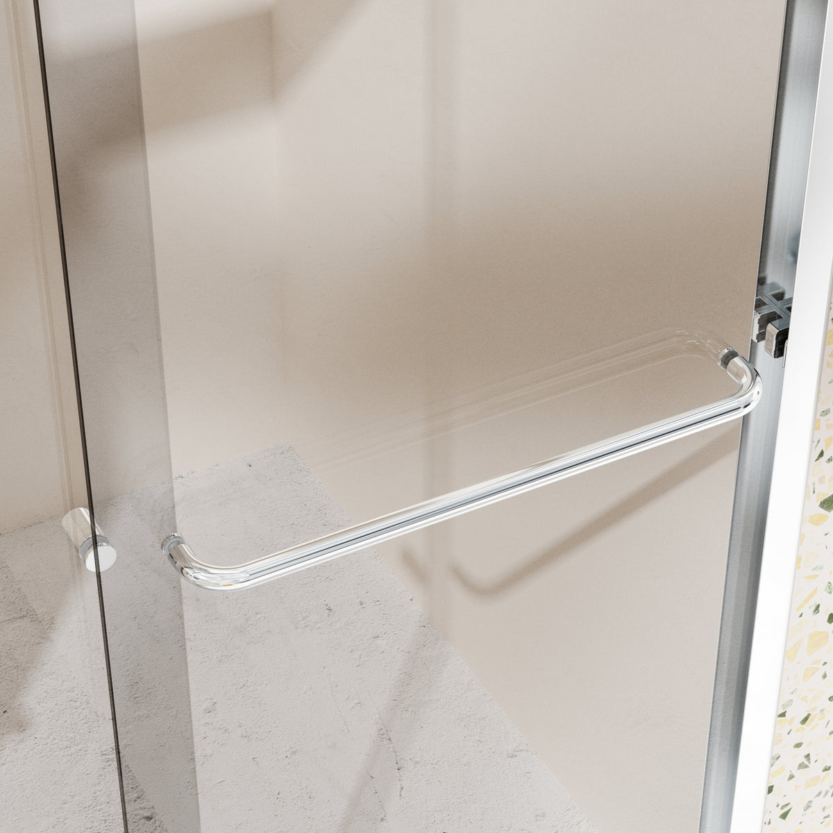 44" 48"W*72" H Semi Frameless Double Sliding Shower Door, Bypass Shower Door, 1 4" 6Mm Thick Sgcc Tempered Glass Door, Chrome Chrome Glass Metal