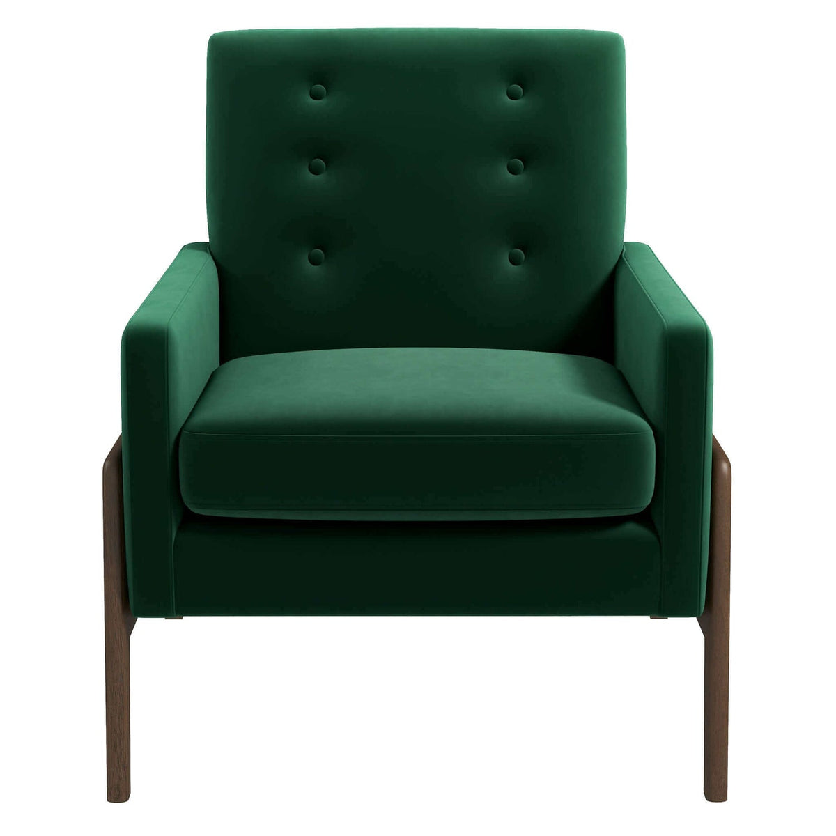 Cole Solid Wood Lounge Chair Green Fabric