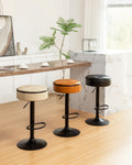Round Storage Bar Stool Set Of 2, Black Faux Leather Height Adjustable Barstool, 360 Counter Height Swivel Stool, Armless Bar Chair With Metal Frame For Kitchen Counter Dining Living Room Black Set Of 2 Foam Pu Leather