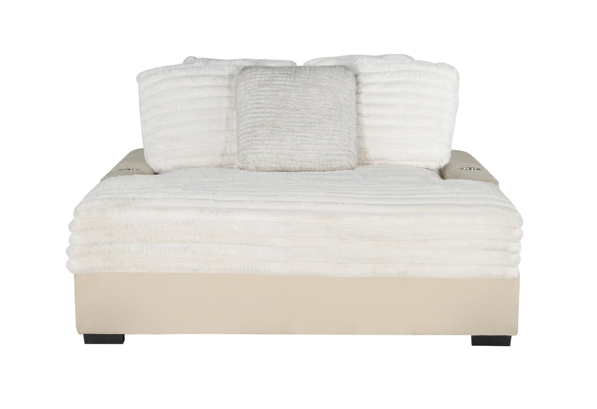 Shine Beige Lounger Sofa With Usb Beige Fabric