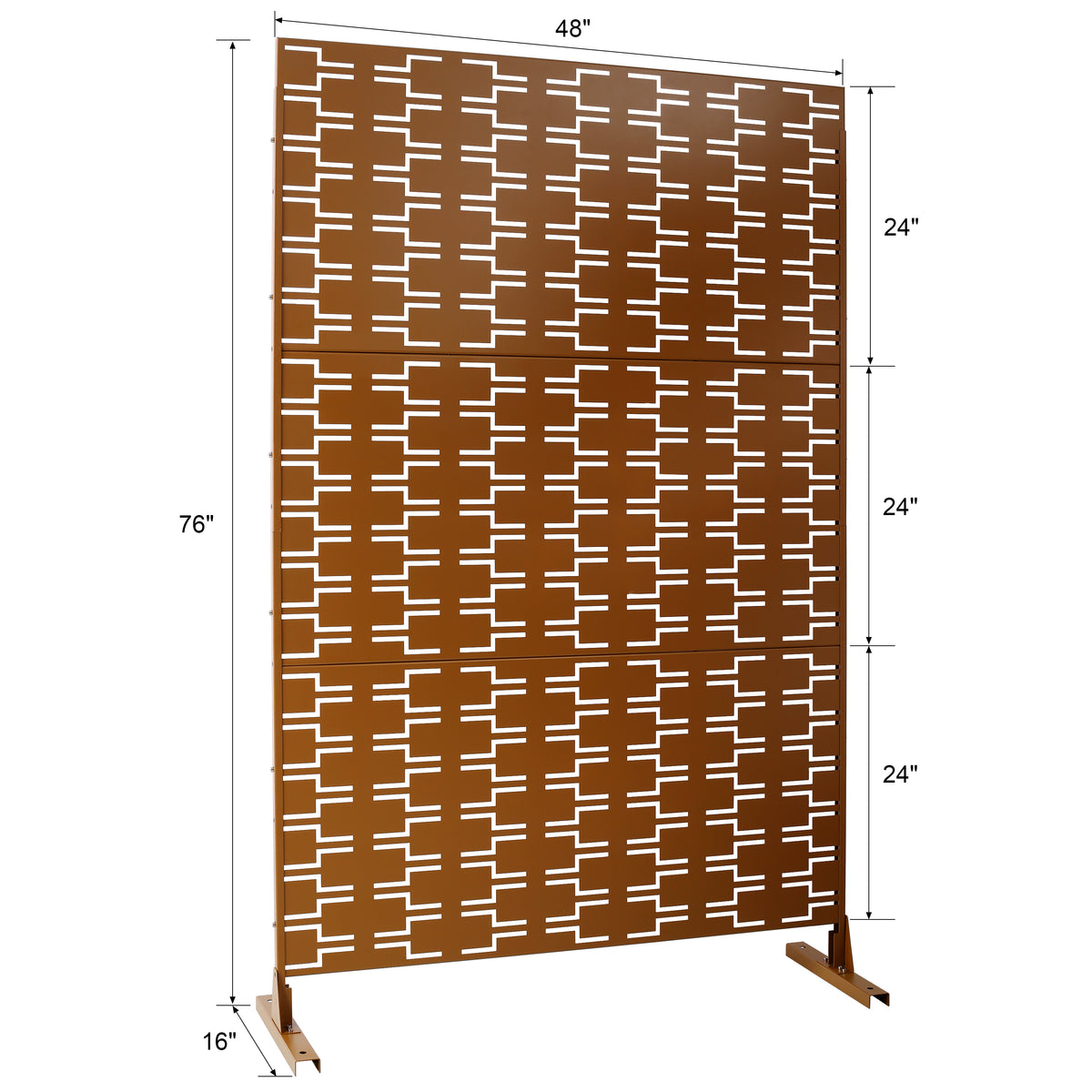 Outdoor & Indoor Privacy Screen Metal Privacy Screen 76" H 48" W, Freestanding Decorative Privacy Screen For Deck Balcony Patio, Privacy Fence Panels For Outside Lawn Garden Ps112 Brown Brown Steel
