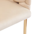 Set Of 2 Luxury Handmade Accent Chair With Gold Legs, Modern Velvet Armchair For Living Room And Bedroom Beige Foam Velvet