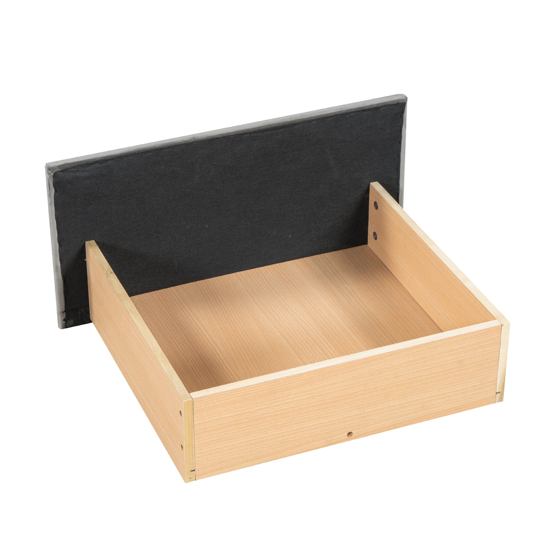 Full Size Velvet Platform Bed With Rabbit Shaped Headboard, With Drawers, With Bed End Storage Pocket, Gray Full Gray Plywood