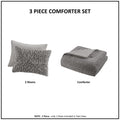 Ruched Fur Down Alternative Comforter Set King Grey Polyester