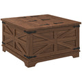 Homcom Farmhouse Coffee Table With Storage, Center Table With Hinged Lift Top And Hidden Space, Square Coffee Table For Living Room, Distressed Brown Brown Particle Board