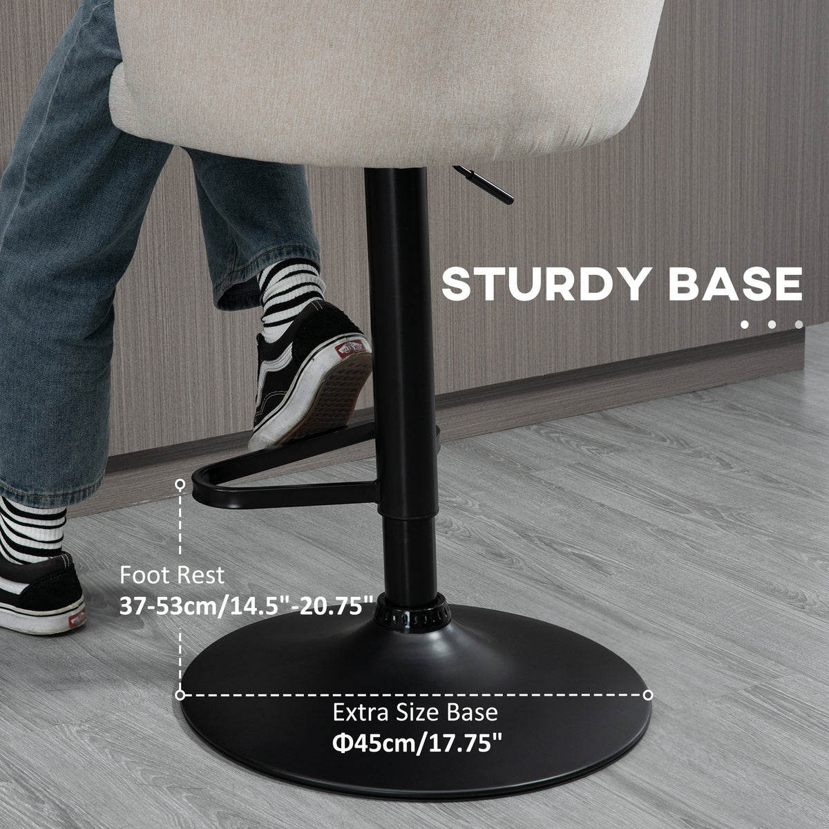 Homcom Adjustable Swivel Bar Stools Set Of 2, Linen Touch Fabric, Beige Beige Polyester