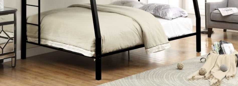 Limbra Sandy Black Finish Full Xl Queen Bunk Bed Black Metal