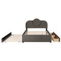 Full Size Upholstered Platform Bed With Multi Functional Led Headboard, Trundle And 2 Drawers, Gray Box Spring Not Required Full Gray Wood Bedroom Upholstered