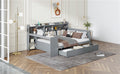 Full Size Wooden Daybed With 3 Drawers, Usb Ports And Deskgray Full Gray Wood