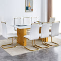 Large Modern Rectangular Table With 0.4 Inch Patterned Tabletop And Large Mdf Table Legs, Suitable For Kitchen, Dining Room, And Living Room 71 