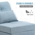 Homcom Convertible Flip Chair, Floor Lazy Sofa, Folding Upholstered Couch Bed With Adjustable Backrest, Metal Frame And Pillows For Living Room Bedroom, Blue Blue Steel