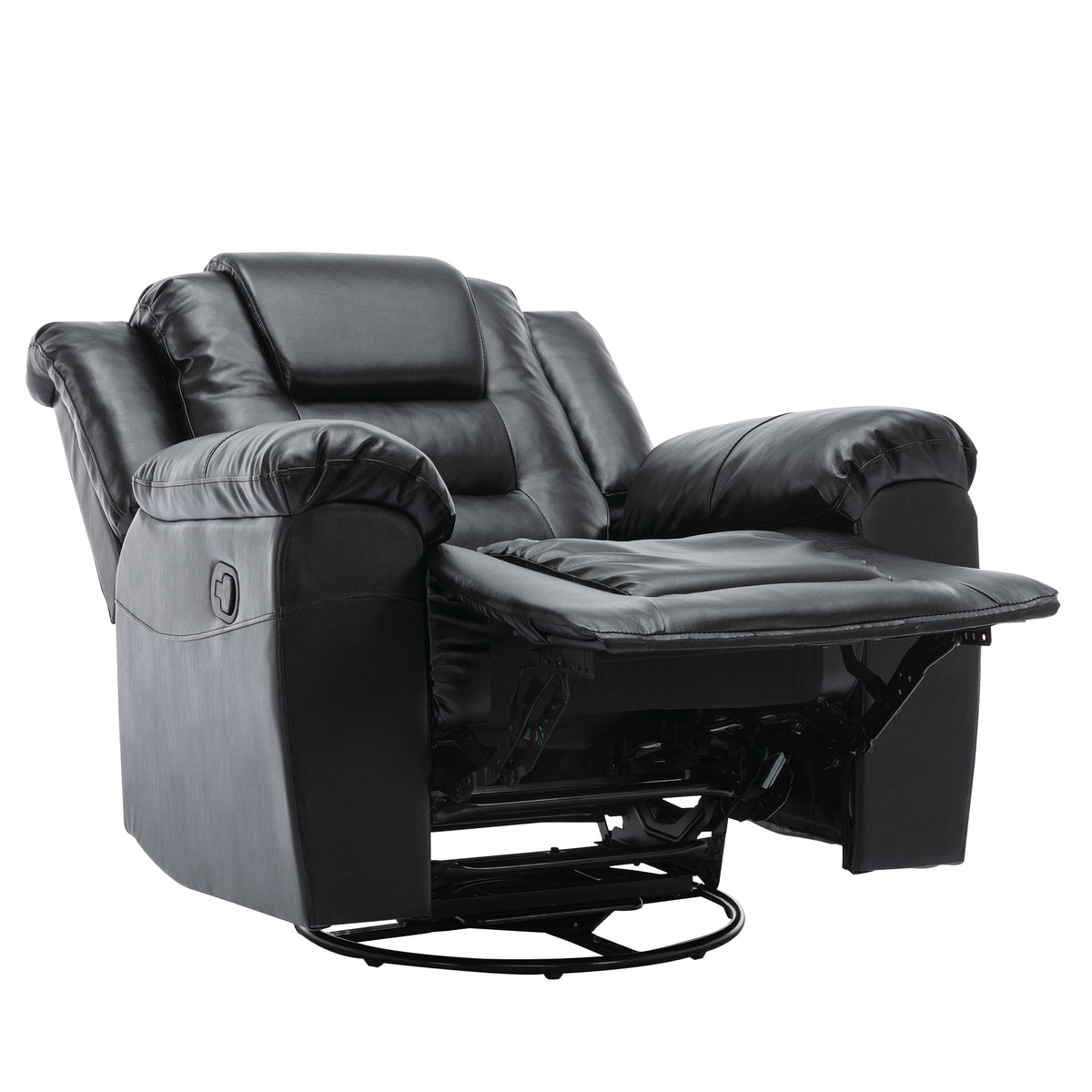 Home Theater Recliner Set Manual Recliner Chair With Wide Armrest, Two Built In Cup Holders For Living Room,Bedroom, Black Old Sku:Sg000760Aab Black Foam Pu Leather