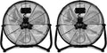 12 Inch 3 Speed High Velocity Heavy Duty Metal Industrial Floor Fans, Black, 2 Pack Black Metal