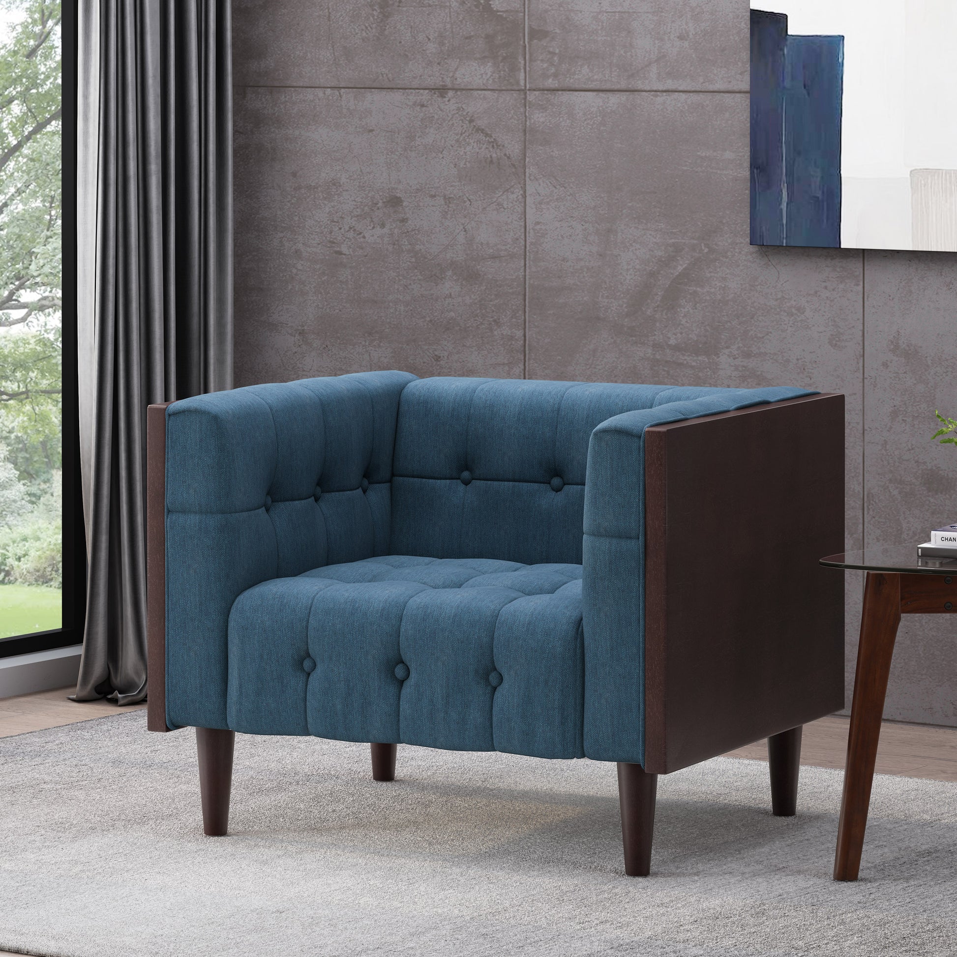 Club Chair Navy Blue Fabric