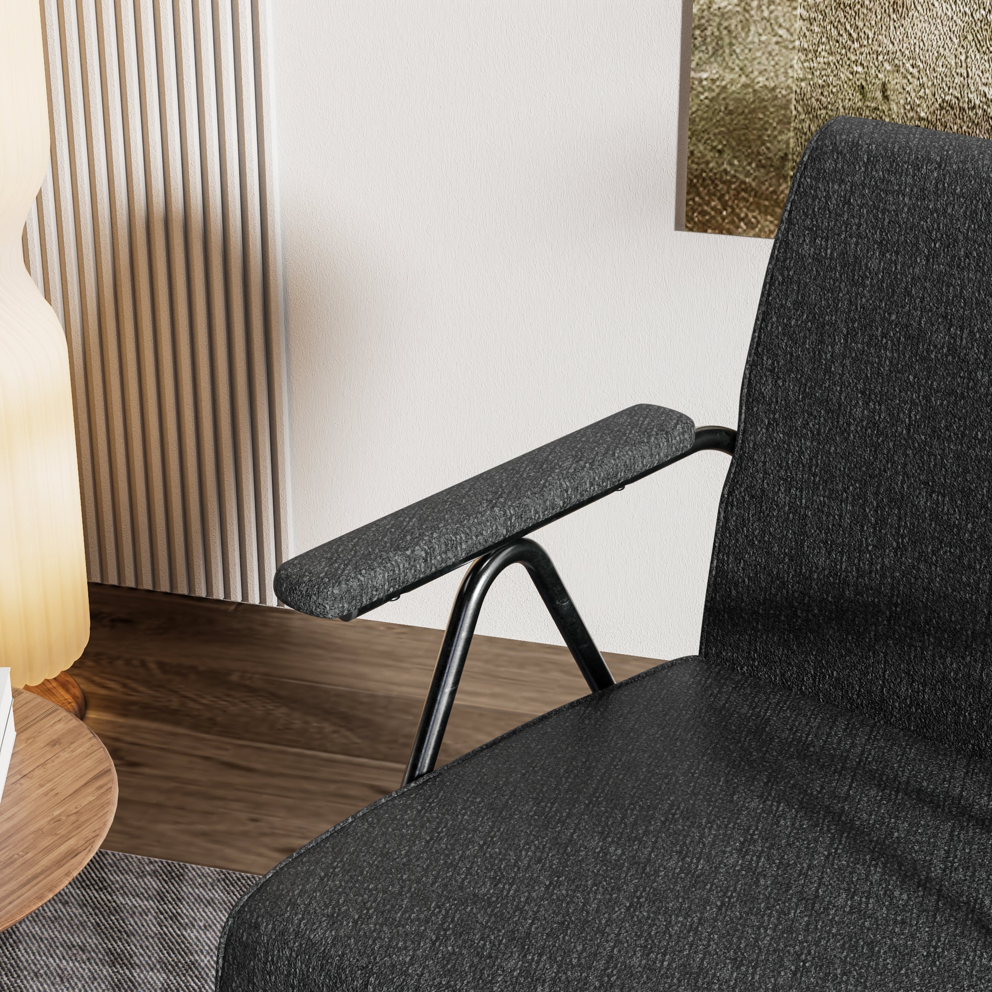 Fx P91 Bk Sofa Chair Modern Black Accent Chair With Metal Frame Stylish Upholstered Single Sofa, Perfect For Living Room, Bedroom, And Office Decor Temu Suitable Black Linen