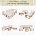 7 Pieces Outdoor Patio Furniture, All Weather Rattan Sectional Sofa Set With Thick Cushions And Pillows, Freely Combined Conversation Sets For Garden, Backyard, Balcony, Beige Yes Complete Patio Set Beige Seats 6 Garden & Outdoor Complete Patio Sets Foam