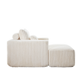 62.5 Inch Corduroy Sponge Sofa Lounge Chair With Removable Footrest,No Assembly Required,Fluffy Modern Sleeper Chair For Indoor Living Room Bedroom Beige Foam Corduroy 1 Seat