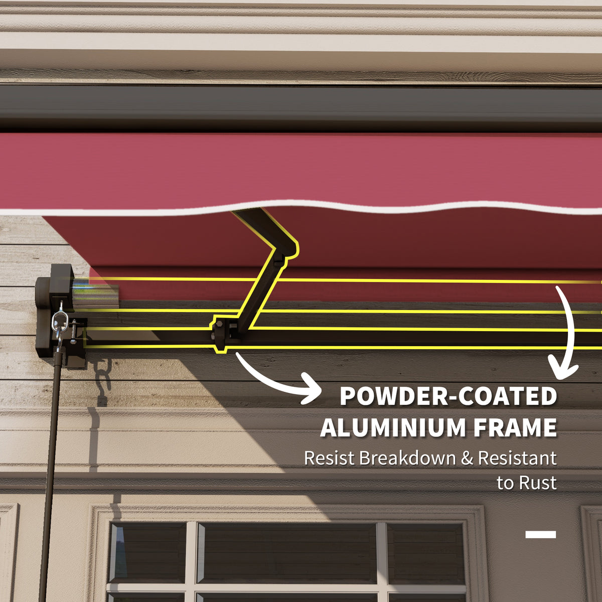 Outsunny 10' X 8' Retractable Awning, Patio Awnings, Sunshade Shelter W Manual Crank Handle, Uv & Water Resistant Fabric And Aluminum Frame For Deck, Balcony, Yard, Red Red Aluminum