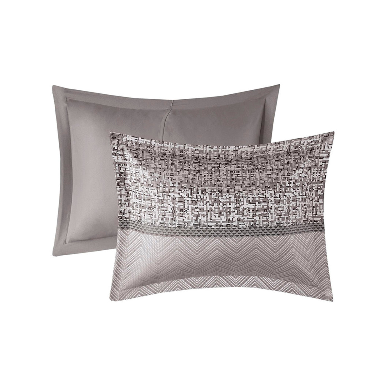7 Piece Jacquard Comforter Set Grey Taupe Queen Queen Grey Taupe Polyester
