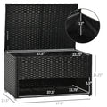 Outsunny Outdoor Deck Box & Shoe Storage, Pe Rattan Wicker Towel Rack With Liner For Indoor, Outdoor, Patio Furniture Cushions, Pool, Toys, Garden Tools, Black Black Steel