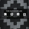 Outsunny Reversible Outdoor Rug, 9' X 18' Waterproof Plastic Straw Floor Mat, Portable Rv Camping Carpet With Carry Bag, Large Floor Mat For Backyard, Deck, Picnic, Beach, Black & Gray Geometric Multicolor Polypropylene