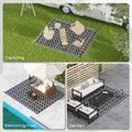 Outsunny Reversible Outdoor Rug, 8' X 10' Waterproof Plastic Straw Floor Mat, Portable Rv Camping Carpet With Carry Bag, Large Floor Mat For Backyard, Deck, Picnic, Beach, Black & White Cr Multicolor Polypropylene