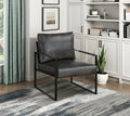 Modern Accent Chair Cushioned Seat Dark Gray Faux Leather Upholstery Black Metal Frame 1Pc Style Comfort Durability Elegance Look Dark Gray Primary Living Space Industrial,Mid Century Modern,Modern