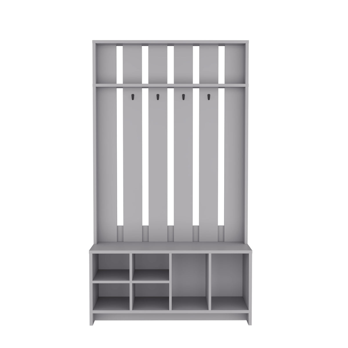 Tulcan 38" Wide Hall Tree With Bench And Shoe Storage, Entryway Bench With Coat Rack Smoke Grey Particle Board