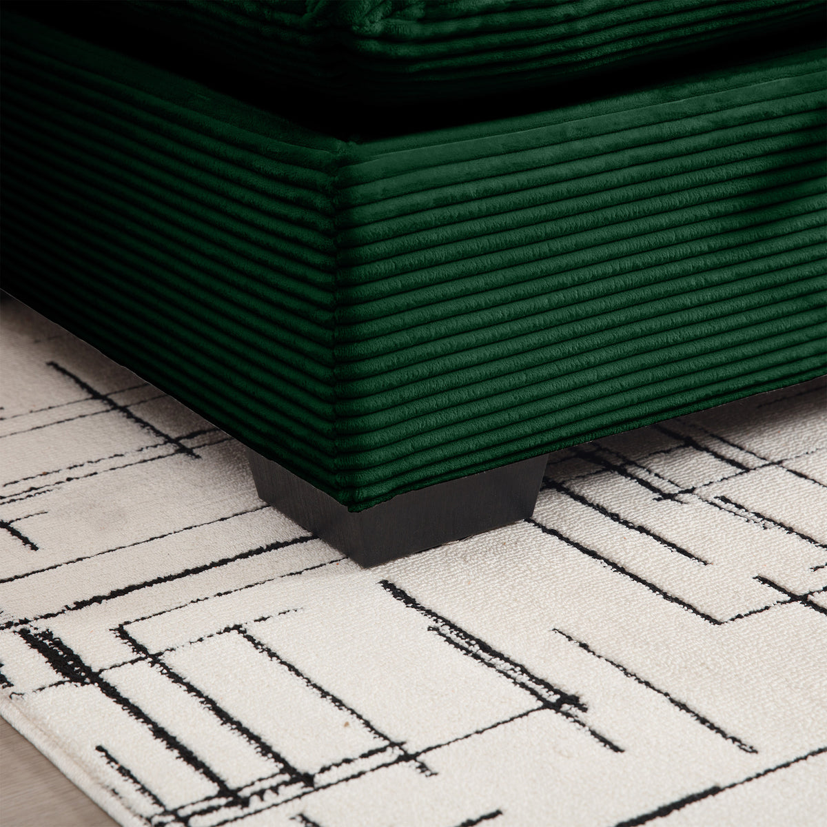 Corduroy Fabric Ottomans Footrest To Combine With 2 Seater Sofa, 3 Seater Sofa And 4 Seater Sofa, Green Corduroy Green Corduroy