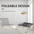 Mid Century Foldable Lounge Chair With Ottoman Black Genuine Leather 1 Seat