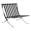 Mid Century Foldable Lounge Chair With Ottoman Black Genuine Leather 1 Seat